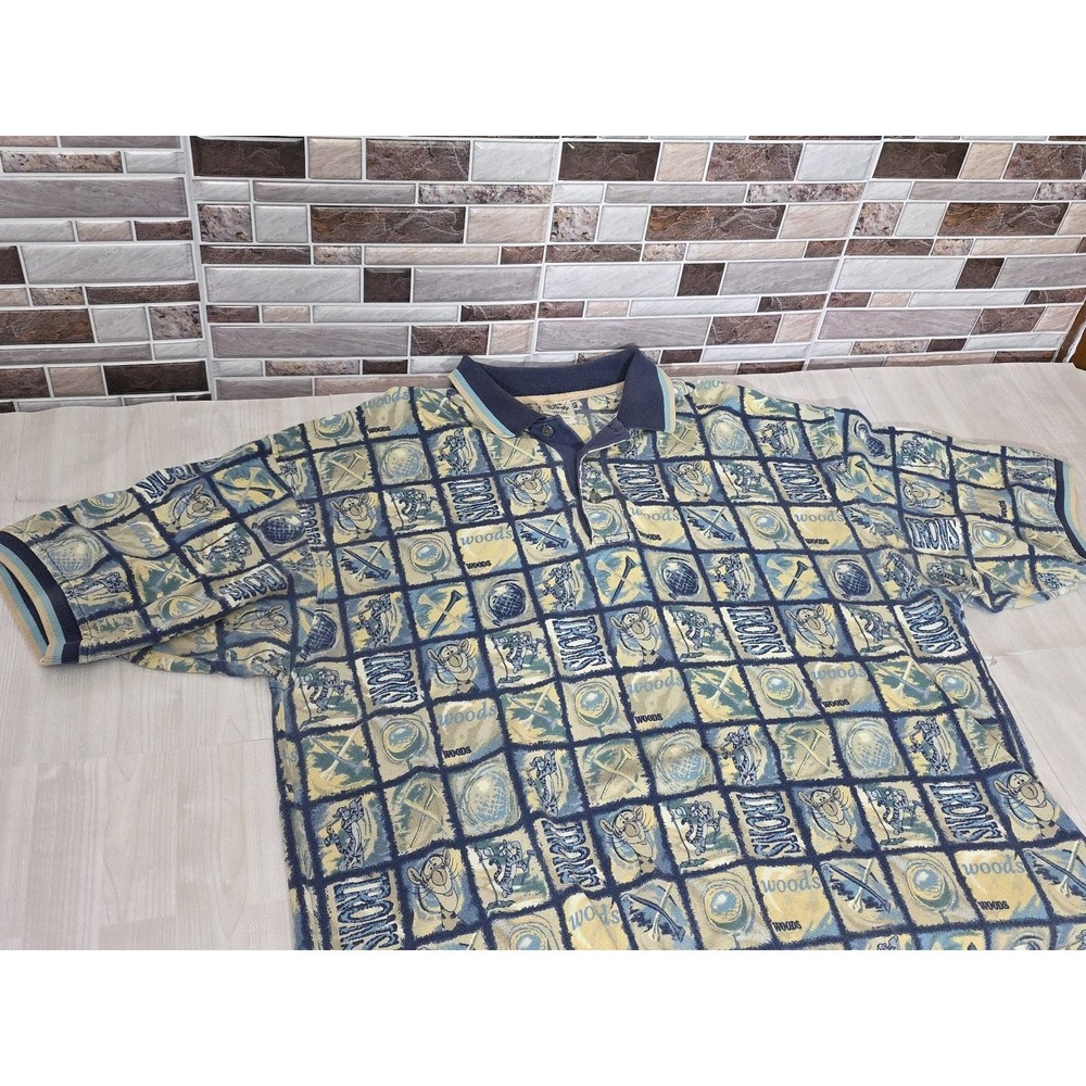 Vintage Disney Tigger Golf Polo – Checkered 'Woods' & 'Irons' – Men's Large 90's - Picture 2 of 16